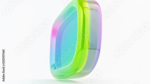 Colorful translucent portable gadget with neon frame and rounded design.