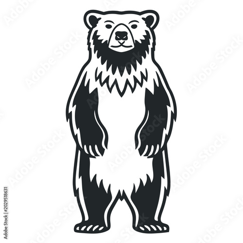 black-and-white-silhouetted-bear-standing 