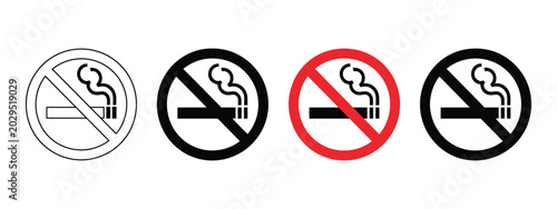 Εκτύπωση καμβά No smoke icon set vector, stop smoking symbol, forbidden cigarette, ban tobacco, flat design sign illustration for warning labels, public prohibition signage, and anti smoking awareness campaigns