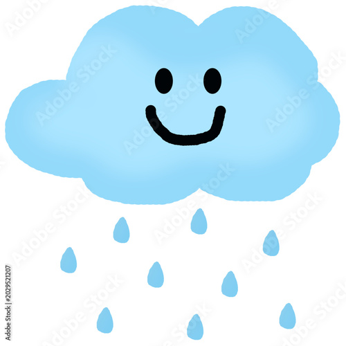 hand drawn funny cloud with rain drops illustration