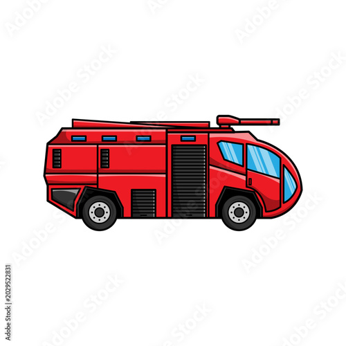 Modern Airport Crash Tender Fire Truck Vector Illustration