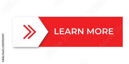 Learn More CTA Button UI Design Red Geometric Interface with Double Chevron Icon Element