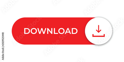 Download CTA Button UI Design Red Pill Interface with Download Icon Modern Web Element