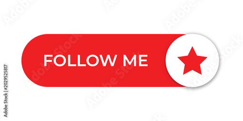 Follow Me CTA Button UI Design Red Pill Interface with Star Icon Social Media Element