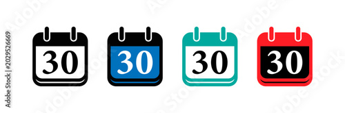 Photos Set of colorful calendar date icons for the thirtieth day