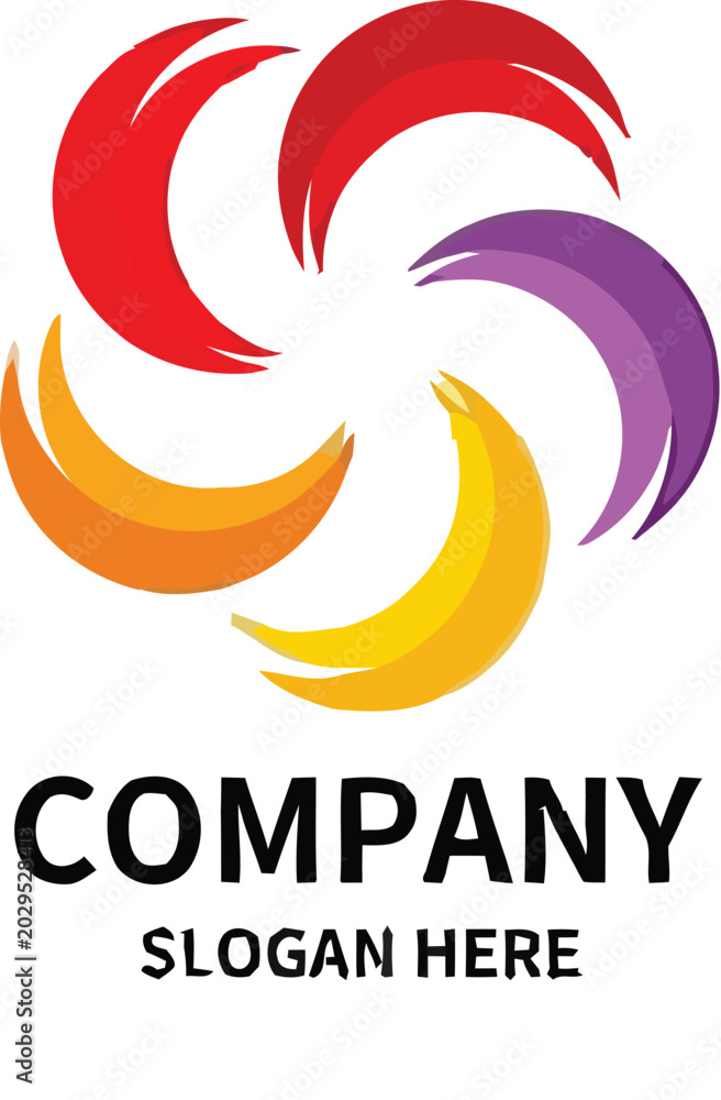 Obraz premium Abstract geometric company logo design with colorful swirling loops dynamic business corporate identity