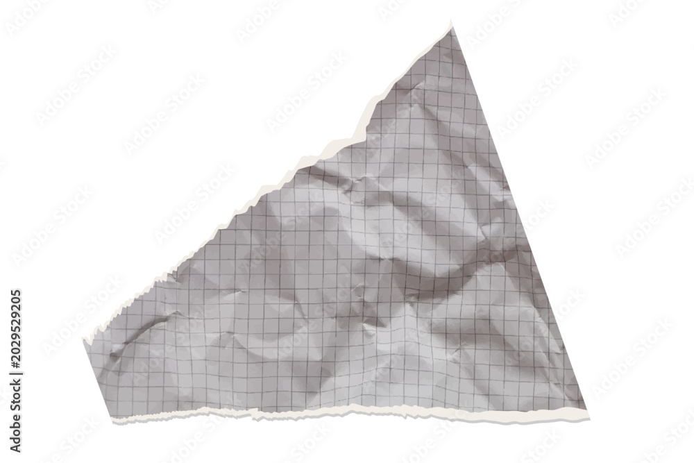 Naklejka premium Realistic notebook collage with vector paper texture and background cut torn. School scrap white with rip sheet diary and box graph square. Grid grainy realistic with shape crumpled vector.
