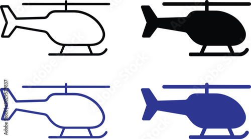 Foto Modern flight aviation helicopter transport vector icons illustration set flat s