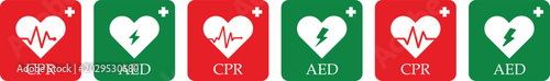 Photos CPR and AED icon collection vector