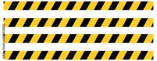 Foto Black and Yellow Hazard Warning Stripes with Diagonal Industrial Caution Tape Pa