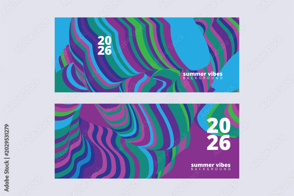 Obraz premium 2026 Abstract summer background template with fluids and bold shape