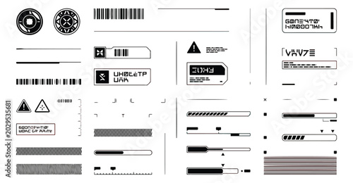 Bild auf Leinwand Futuristic HUD UI elements set, sci-fi interface vector graphics