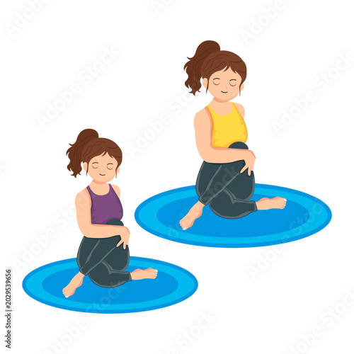 Seated Meditation Yoga Flat Vector Illustration
