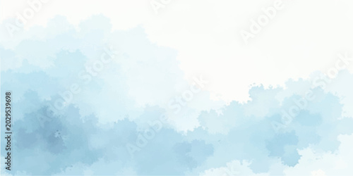 Schilderij op canvas Light blue watercolor strokes creating a soft cloud texture on white background