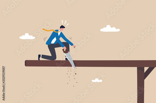 Foto Business or financial mistake, wrong decision or stupidity make problem an situa