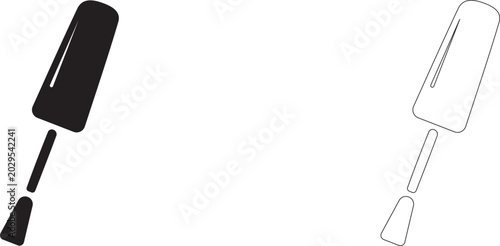 Fotografía Nail polish brush icon, lacquer applicator symbol, open bottle cap, base or top coat application, manicure and pedicure, vector icon in two styles: glyph and outline