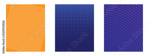abstract geometric pattern poster set with striped dotted and curved line modern backgrounds design
