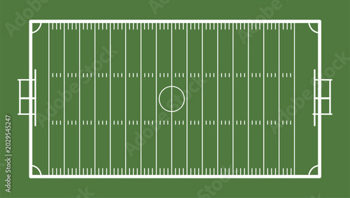 Top view of an american football field layout