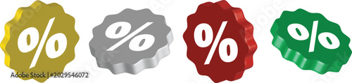  Abstract Discount Badge Collection with Percentage Symbols Flat Vector Set
