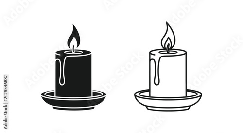 Obraz na płótnie Burning candle in holder on white background