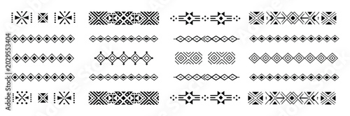 Schilderij op canvas Tribal dividers, borders, and delimiters with vector geometric patterns and ethn