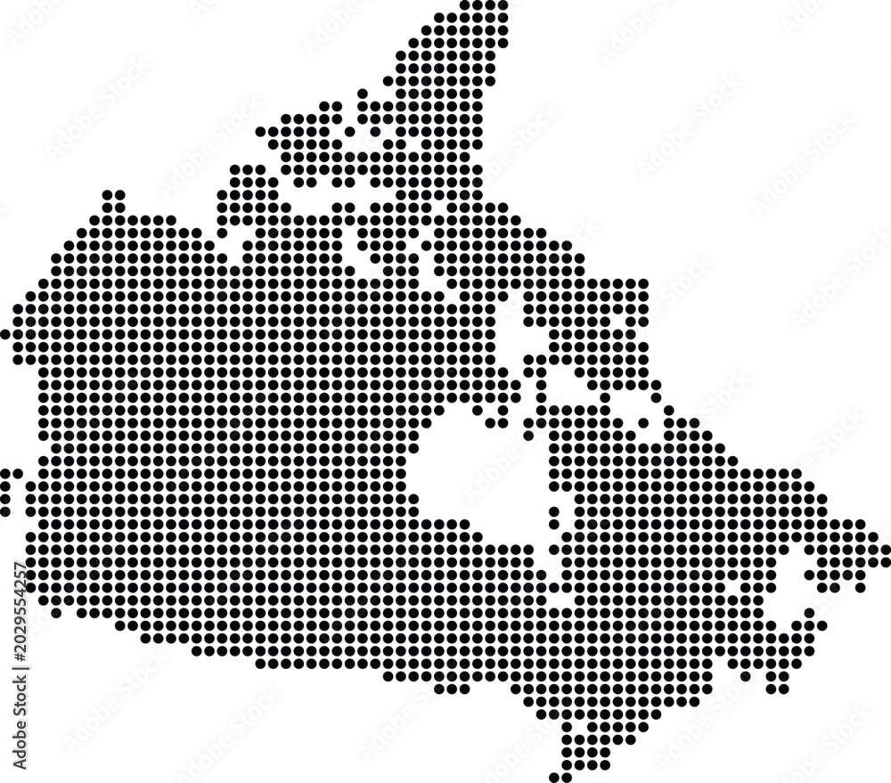 Obraz premium Canada map outline composed of black dots on white background