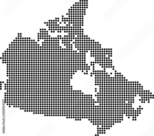 Canada map outline composed of black dots on white background