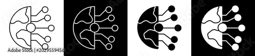 Fotografía Global Icon Black And White Vector Illustration.