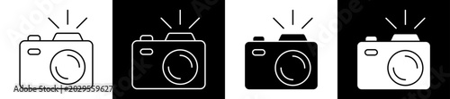 Photos Camera Icon Black And White Vector Illustration.