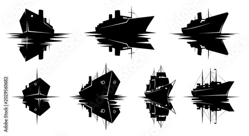 Tableau sur toile Silhouette Cruise Ship Collection: Modern & Classic Vessels at Sea
