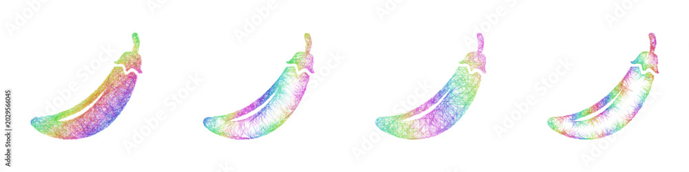 Obraz premium Multicolor sketch chili pepper icon design set
