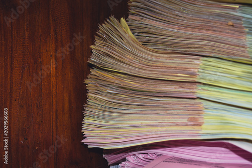 background texture of a pile of used paper