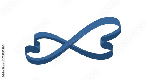 Photos Blue Infinity Loop Ribbon Heart Shape on White Background