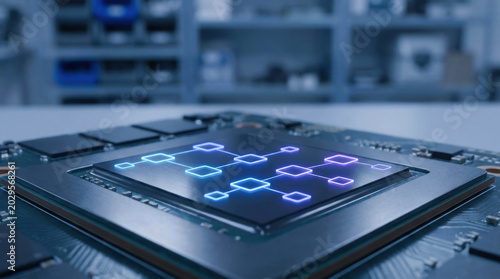 Tensor processing unit tpu with ai accelerators glowing on circuit board for advanced computing and machine learning technology