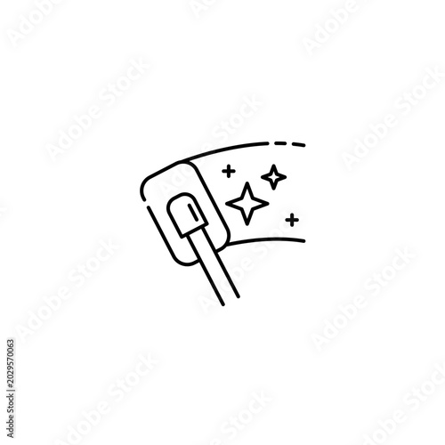 wiper cleaning a glass window surface with bright sparkles Outline Transparent background Editable Stroke
