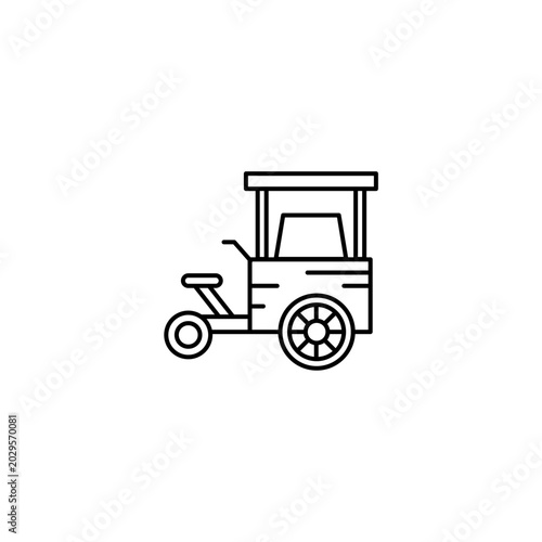mobile street food cart tricycle with a roof canopy Outline Transparent background Editable Stroke