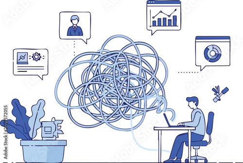 Business Professional Solving Complex Problems and Managing Data