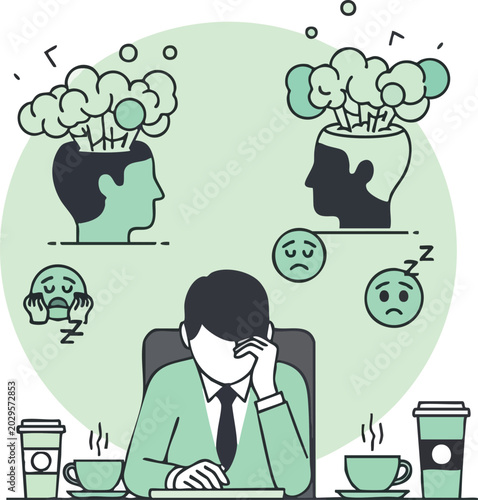 Exhausted Businessman Experiencing Workplace Burnout and Stress
