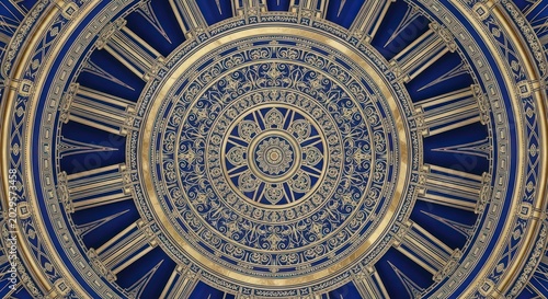 Intricate Gold Mandala Pattern on Deep Blue Background