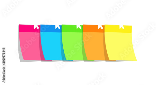 Schilderij op canvas Colorful Sticky Notes Lined Up - Reminder, To-Do List, Organization Concept