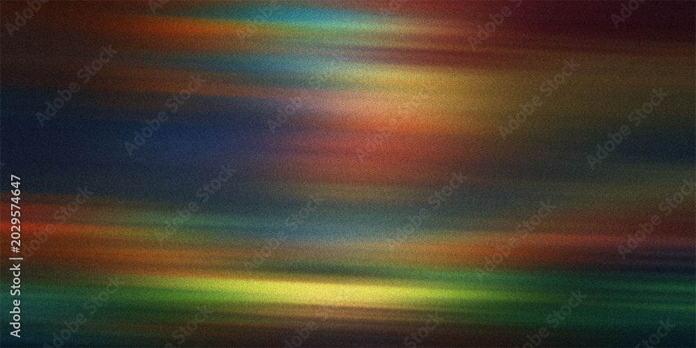 Obraz premium Abstract dark grainy background with horizontal light streaks blending vibrant rainbow colors across mysterious moody textured.