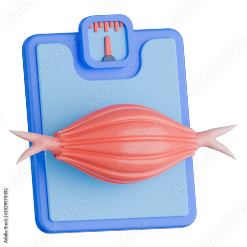 Muscle Mass Measurement Using Scale 3D Illustration.	