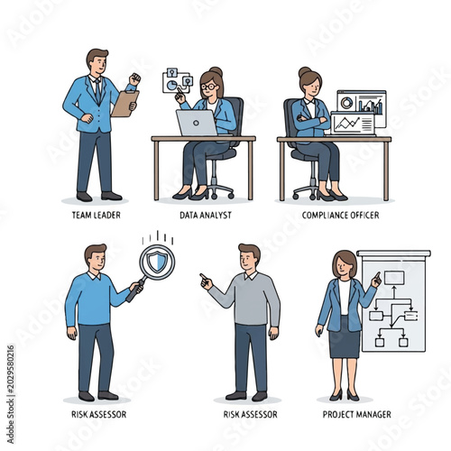 Quadro su tela Business professionals in various roles 1.