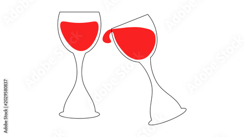 Photos Two wine glasses with red wine on white background Vector