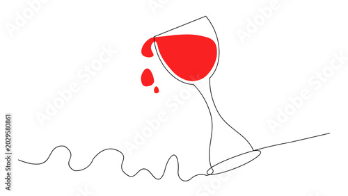 Red wine glass with spilling wine Vector