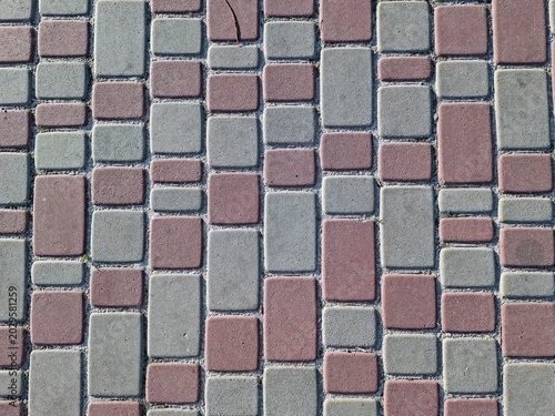 Concrete Paving Blocks Pattern Texture in Red and Grey Colors