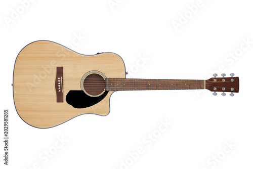 Electro acoustic guitar isolated on white