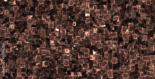 Tableau sur toile Abstract pattern of dark cubes with reflected light digital art abstract
