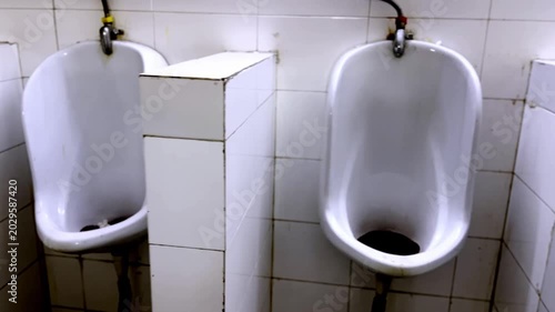 Standing Toilet for Men in Office Washroom, Modern Restroom Interior, Hygiene Facility, Sanitation Equipment and Corporate Bathroom Design