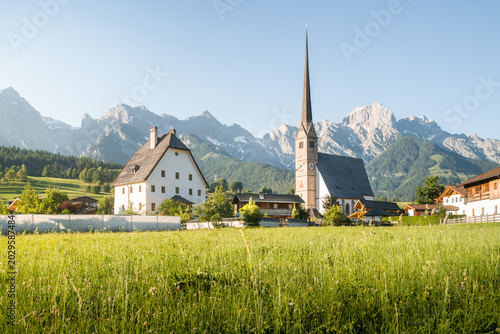 Maria Alm mountain village at sunset in summer, Pinzgau, Salzburg Land, Austria